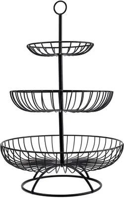 Produktbild von 3-lagiger Obstkorb, Metall-Obstschale, Gemüsekorb, Obstständer, Obstständer, Obsthalter für Küchendisplay, 16/24/30 cm
