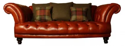 Produktbild von Braune Leder Chesterfield Sofa Couch Polster Stoff couchen Garnitur 3 Sitzer Neu