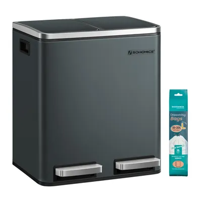 Produktbild von SONGMICS Mülleimer Metall-Fußreling, Abfalleimer, 30L, ergonomisch, Stahl