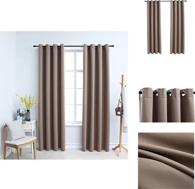 Produktbild von vidaXL Verdunkelungsvorhänge mit Metallösen 2 Stk. Taupe 140x245cm -  Vorhänge & Gardinen
