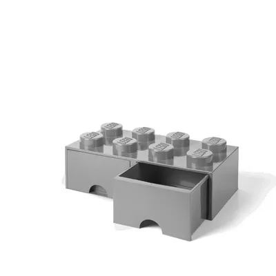 Productafbeelding van LEGO 40061740 LEGO Opbergbox, lade voor bouwstenen, 8 stuks, 2 laden, grijs