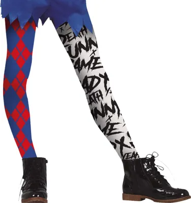 Immagine prodotto di Mr Smile calzamaglia costume supereroe cartone animato festa arlecchino modello rosso blu nero bianco avventura figura Halloween festa divertente, taglia: 3 - 6 anni