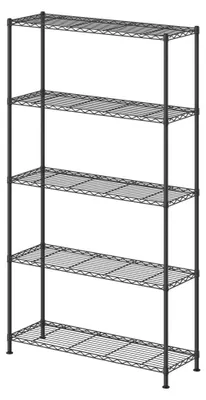 Immagine prodotto di Scaffale metallico a 5 ripiani con mensole regolabili | Nero | 90x30x161 cm