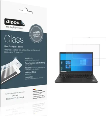 Produktbild von 2x Schutzfolie für Lenovo ThinkPad T14s Gen 2 matt - Anti-Shock 9H Folie dipos Glass Kunststoffglas