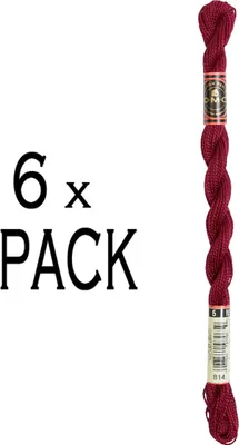 A single skein of DMC Perlgarn thread is shown against a white background, with text indicating a "6x PACK".