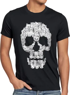 Produktbild von style3 Cat Skull Herren T-Shirt totenkopf kater katzen mieze