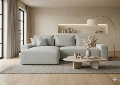 Produktbild von CORNERO Ecksofa mit Schlaffunktion CALIFORNIA in L-Form mit Bettkasten Sofa mit Schlaffunktion Couch mit Stauraum Grau Ottomane links