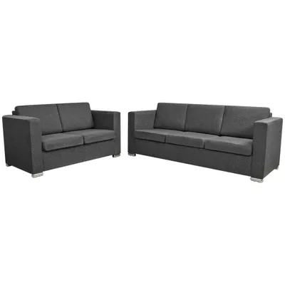 Immagine prodotto di vidaXL Set divano a due pezzi in tessuto grigio scuro