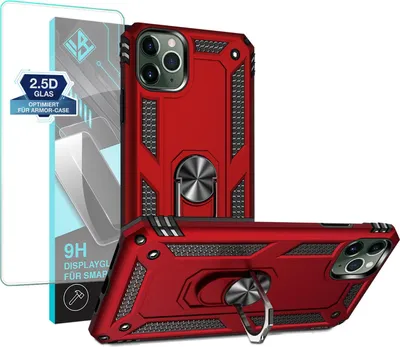 Produktbild von Armor Outdoor Handyhülle für Apple iPhone 11 Pro Max Handy Panzer Case Schutzhülle mit 9H Displayglas Displayschutz Farbe: Rot