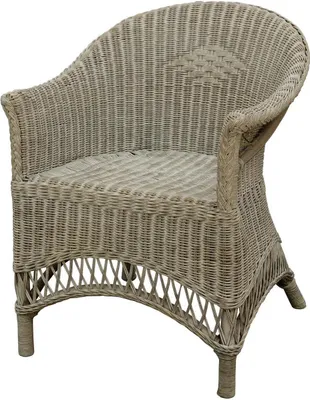 Produktbild von KRINES HOME  Rattansessel Landhaus Flechtsessel aus Natur-Rattan Rattan Sessel Korbsessel Wintergarten (Royal Grau)