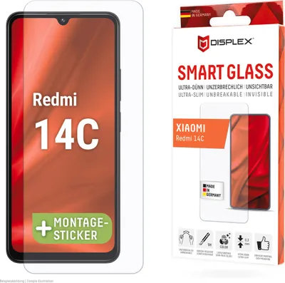 Obrázok produktu pre Displex 02043, Xiaomi, Redmi 14C, Suché aplikovanie, Break resistant, Odolný voči nečistotám, Odolné proti poškriabaniu, Priehľadná, 1 kusov
