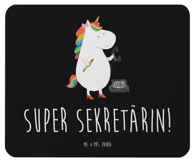 Produktbild von Mr. & Mrs. Panda Mousepad Einhorn Sekretärin - Schwarz - Geschenk, pc mausunterlage, Mouse Pad, Unicorn, laptop, Mauspad, Büro, notebook, Steuerkanzlei, Einhörner