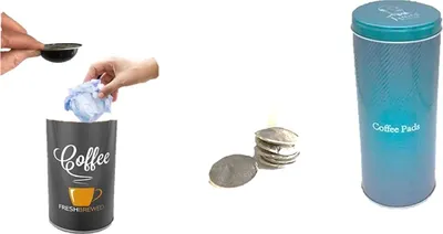 Produktbild von Premium Paddose für 20 Kaffeepads +Tisch Abfallbehälter ohne Deckel mit Ø 8,5 x 9 cm, 0.5 Liter Tischreste-Mülleimer