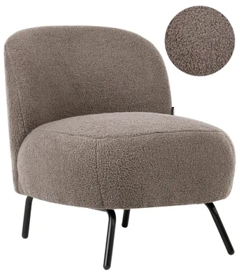 Zdjęcie produktu dla BELIANI Fotel beżowoszary boucle tapicerowany bez podłokietników metalowe nóżki w stylu retro