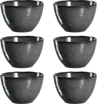 Produktbild von Leonardo Matera Keramik-Schalen, 6-er Set, spülmaschinengeeignete Schüsseln, 6 Steingut-Schalen mit Glasur,  grau, 980 ml, Ø 15,3 cm, 018561