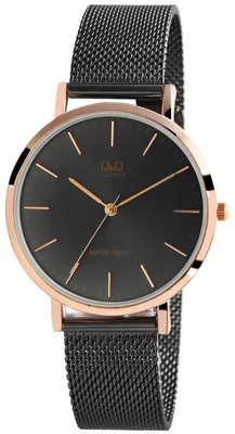 Immagine prodotto di Orologio Q&Q unisex con cinturino a rete, 3 barre, grigio/oro rosa