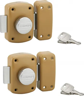 Immagine prodotto di Set di 2 serrature a pomolo 2310 per porta d'ingresso, bronzo, 3 chiavi/scrocco - THIRARD