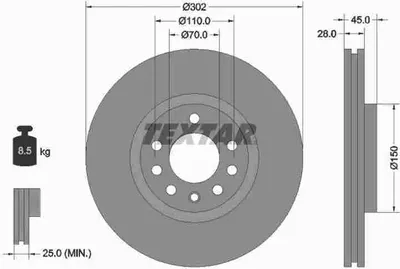 Produktbild von TEXTAR Bremsscheibe Artikel: 92118303