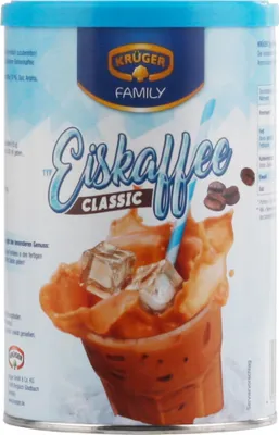 A can of instant iced coffee mix.