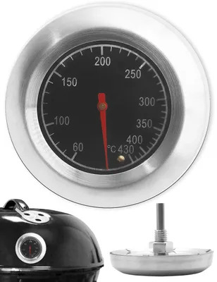Image de Thermomètre de grill en acier inoxydable, résistant aux températures de 10 à 400°C, diamètre 7,5 cm, idéal pour les barbecues et la cuisson au grill