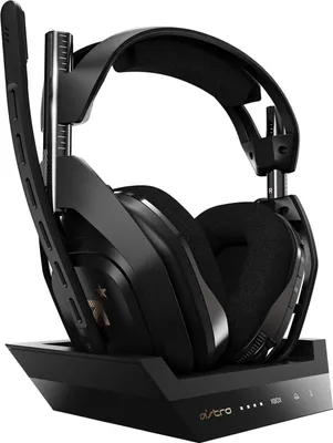 Zdjęcie produktu dla Bezprzewodowy zestaw słuchawkowy do gier Logitech ASTRO Gaming A50 ze stacją dokującą, funkcją Dolby Audio, kontrolą balansu gry/głosu, łącznością bezprzewodową 2,4 GHz, zasięgiem 9 m, do konsol Xbox Series X/S, Xbox One, komputerów PC i Mac - czarny/złoty