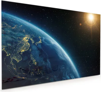 Produktbild von Küchenrückwand Spritzschutz Glas mit Motiv Erde bei Nacht 40 x 40 cm