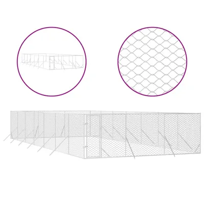 Obrázek produktu pro Venkovní psí kotec stříbrný 6 x 14 x 2 m pozinkovaná ocel