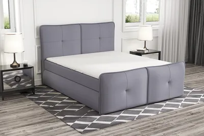 Produktbild von Boxspringbett HALL 180 x 200  mit 2 Bettkästen, Bonell-Matratze und Topper. Farbe:  Grau