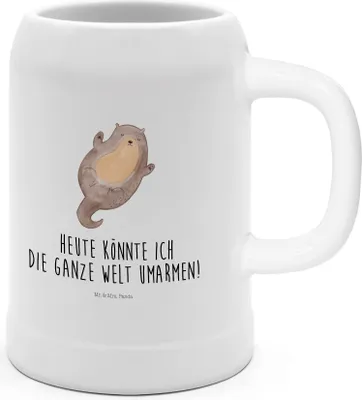 Produktbild von Mr. & Mrs. Panda Seidel Otter Umarmen - Weiß - Geschenk, gut Gelaunt, Hallo, Humpen, Optimistisch, Krug, Keramikkrug, Steinkrug, Tonkrug, glücklich, Seeotter See