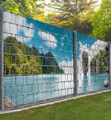 Produktbild von Sichtschutzstreifen Ausblick Felsen im Meer Sichtschutz Garten Zaun - Teil1 + Teil2 - 500x180cm