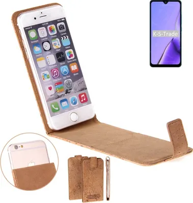 Produktbild von K-S-Trade Handyhülle kompatibel mit Cubot Note 7 Kork Hülle Flipstyle Case Schutzhülle Kork Case Hülle Flip cover Klapphülle Klapp, braun 1x