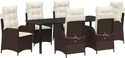 Obrázok produktu pre Záhradný jedálenský set s vankúšom 7 pcs Hnedá polyratan