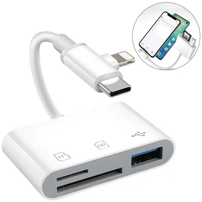 Produktbild von SD Kartenleser für iPhone und iPad, Dual Slot (SD/TF), USB Adapter, Plug & Play, unterstützt iOS 13–16