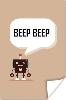 Produktbild von MuchoWow® Poster Sprichwörter - Zitate - Piep piep - Roboter - Herz - Kinder - Jungen 80x120 cm - Papierdruck