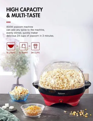 Obrázek produktu pro Elektrický přístroj na popcorn – s funkcí pro přípravu s cukrem a olejem – nepřilnavý povrch a vhodný do myčky