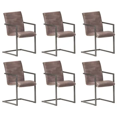 Productafbeelding van Living Store schommelstoel, 6 stuks, bruin, echt leer