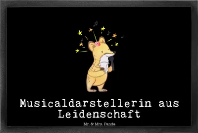 Produktbild von Mr. & Mrs. Panda fußmatte Musicaldarstellerin Leidenschaft 40 x 60 cm - Schwarz - Geschenk, Schmutzmatte, Fußabstreifer, Schuhabstreifer, matte haustür, Schmutzfangmatte