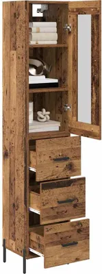 Obrázek produktu pro vidaXL Highboard old wood 34,5 x 34 x 180 cm materiál na bázi dřeva