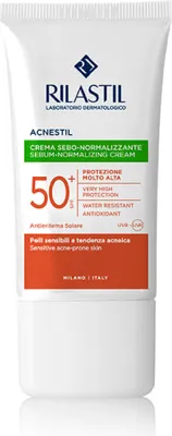 A product shot of a Rilastil Acnestil cream tube.
