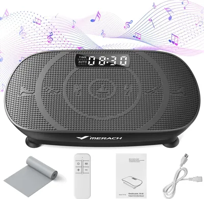 Image de Plateforme Vibrante Noir MERACH avec Télécommande, La Mise en Forme des Muscles, Contrôle Automatique de la Vitesse, Bluetooth Intégré