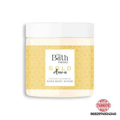 Productafbeelding van The Bath Factory Gold Aura Body Scrub 300 g – Zoutscrub voor het lichaam met sheaboter en plantenoliën