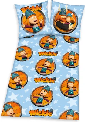 Produktbild von Herding Biber Flanell Kinder Bettwäsche 2 tlg. 135x200cm Wickie Wikinger