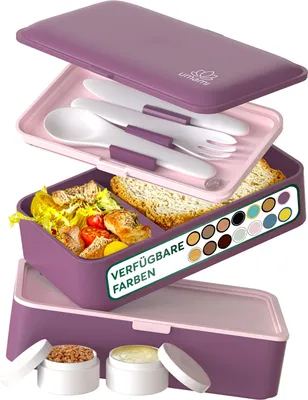 Produktbild von Umami All-in-1 1,2L Bento Lunchbox Erwachsene mit Besteck, 2 Saucenbehältern als Brotdosen Salat, Snack Bento Box, Auslaufsichere Brotdose Erwachsene, Inkl. Zubehör Brotdose mit Fächern für Meal Prep