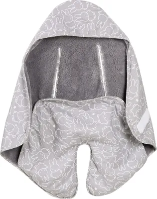 Produktbild von roba Baby-Einschlagdecke 'Miffy' mit Schlitzen für Gurte für alle Autositze & Kinderwagen, Grau