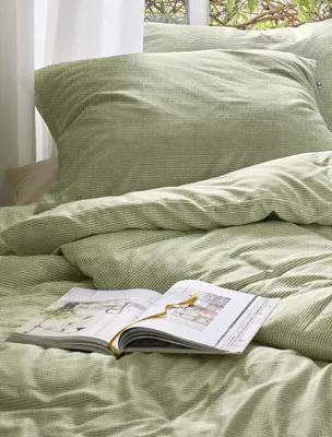 Produktbild von Irisette Seersucker Bettwäsche-Garnitur Easy 8514  Farbe grün Größe  155x220+80x80cm