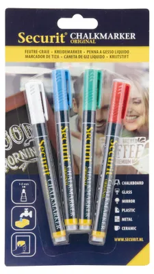 Produktbild von Securit® Original Kreidemarker, 4er-Set in verschiedenen Farben - Kreidestifte