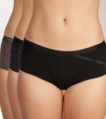 Productafbeelding van Korte boxershorts met 3 zakken, gemaakt van stretchkatoen, zwart/grijs, voor dames