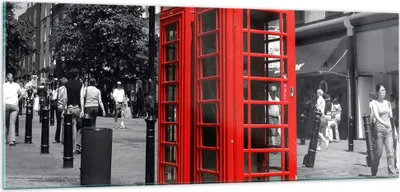 Produktbild von Bilder auf glas - Großbritannien London Telefon Straße - 100x40cm - Glasbilder - Wandbilder - Kunstdruck - Wanddekoration aus Glas - Glas Bilder - Wandbild auf Glas - GAB100x40-0364