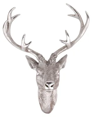 Produktbild von Geweih Hirschgeweih 10-Ender silber Kunststoff 47,5x32x61cm Hirschkopf