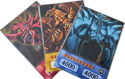 Produktbild von 3 x Heilige Götterkarten Orica - Slifer, Obelisk & Ra + Heartforcards Versandschutz